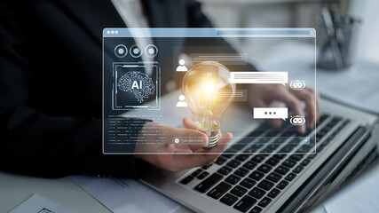 A user interface of a conversational AI platform. A user interacts with an intelligent chatbot by typing prompts to receive support and information from the digital brain. Fermion