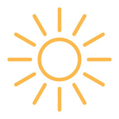 Sun icon png weather, line art illustration on transparent background