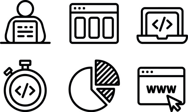 Set of web development and data analysis icon