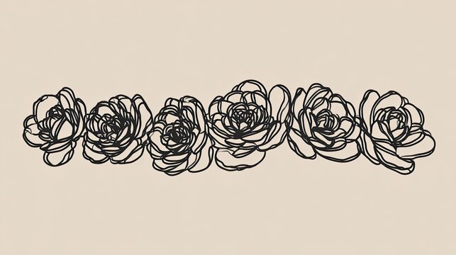 Delicate floral arrangement with six sketched roses on a neutral background.