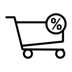 Shopping Cart with Discount Percent Symbol Retail Savings and Online Promotion