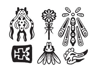 hand drawing abstrat aztec shape illustrations