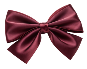 Elegant burgundy satin bow on black background
