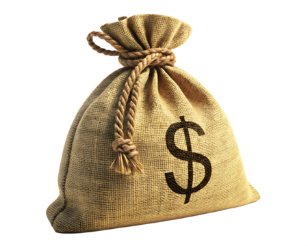 Burlap money bag with dollar sign
