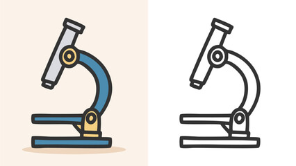 Simple hand-drawn microscope icon in sketch style, ideal for science, research, medical, and school project