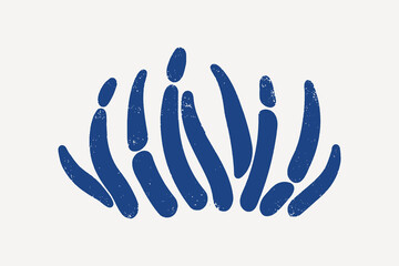 Blue seaweed shape collage element vector