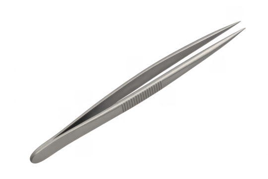 Surgical forceps medical instrument for precision handling, transparent background