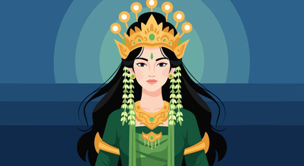 Silhouette of a devilish figure with horns and clawed hands, adorned with flame-like patterns.