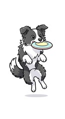 Playful Cartoon Dog Jumping with Frisbee in Happy Pose
