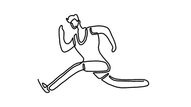 Continue line animation of man running workout