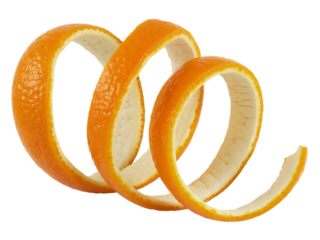 Orange peel spiral on black background