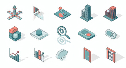 Comprehensive Isometric Icon Collection for Business, Technology, and Urban Development Projects – Modern 3D Vector Graphics