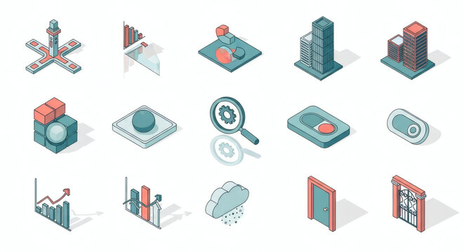 Comprehensive Isometric Icon Collection for Business, Technology, and Urban Development Projects – Modern 3D Vector Graphics