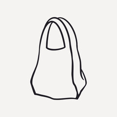 Shopping bag retro line illustration, collage element vector