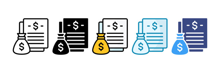 Budget Sheet Icon Set Multiple Style Collection