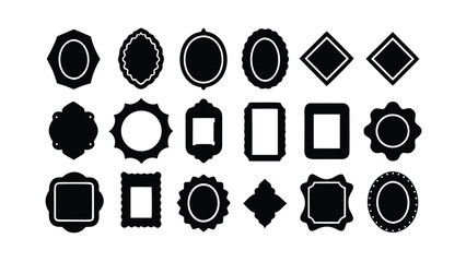 Assortment of Black Decorative Frames and Shapes on White Background border label