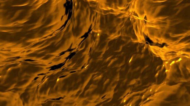 A golden liquid surface ripples and flows like molten gold or honey. A seamless loop perfect for luxury, abstract, or fantasy motion backgrounds