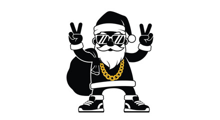 Obraz premium Cool santa claus with gold chain christmas vector illustration
