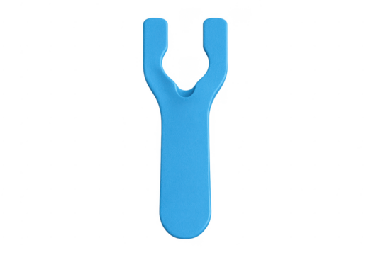 Blue plastic y-shape tool on transparent background