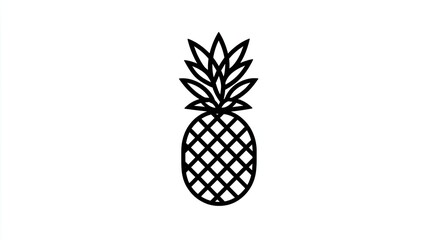 Simple black outline of a pineapple stands on a white background.