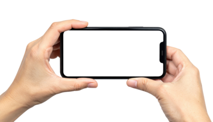 Hands Holding Smartphone with Blank Screen for Digital Communication and Interactive Experience