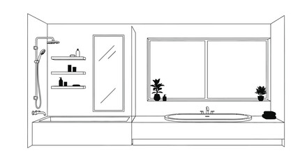 Visualize your dream modern bathroom with this minimal line drawing