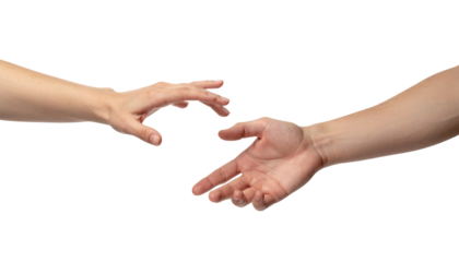 Hands Reaching Out For Connection In A Gesture Of Unity And Support Against A Transparent Background