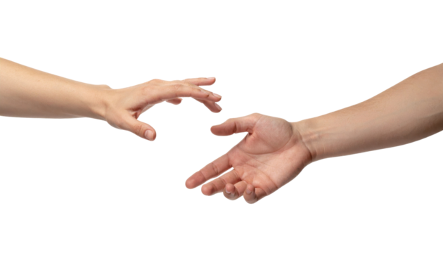 Hands Reaching Out For Connection In A Gesture Of Unity And Support Against A Transparent Background