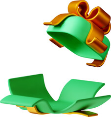 3D open gift box with ribbon - top 3d green