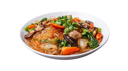 Fototapeta premium Asian food Fried Thai Rice noodles with meat and vegetables