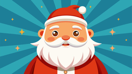 Whimsical Santa Claus Illustration with Starburst Background