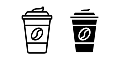 Coffee Latte outline and pictogram Icon for Café, Beverage, and Espresso Drink Design.