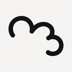 Fototapeta premium Minimalist cloud icon with bold, curved lines on a light, element vector