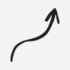 Hand-drawn black arrow curving upward on a white, element vector