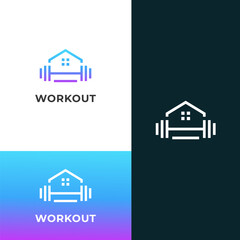 GYM Home Barbell Logo Design Modern Fitness Branding