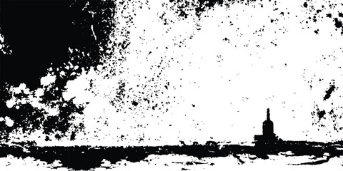 Black grunge abstract background. Rustic grunge texture with grain and stains. Abstract noise background. Graphic illustration with transparent background.