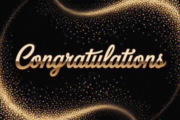 Elegant congratulations design with golden glitter accents for professional achievements and celebratory events, conveying success, appreciation, and joyful recognition