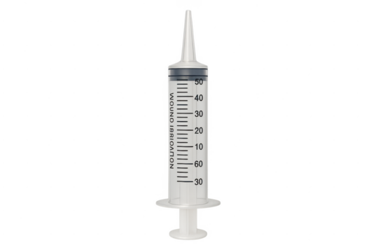 Wound irrigation syringe for medical healthcare applications