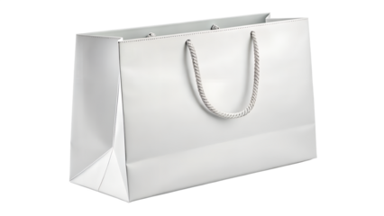 Blank White Paper Shopping Bag with String Handles Isolated Mockup