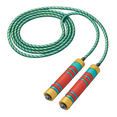 Vibrant Green and Red Jump Rope for Cardio and Fitness Training on transparent background