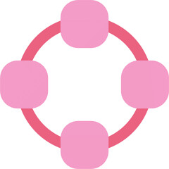 Infographic circle shows connection process in pink hues