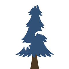 Whimsical winter tree illustration with snow accents