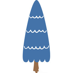 Whimsical snow covered winter tree illustration