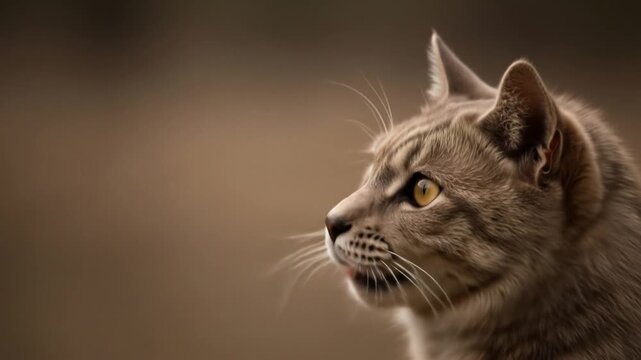 Close up profile of a tabby cat's head in various expressions