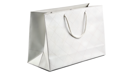 Blank White Paper Shopping Bag with String Handles Isolated Mockup