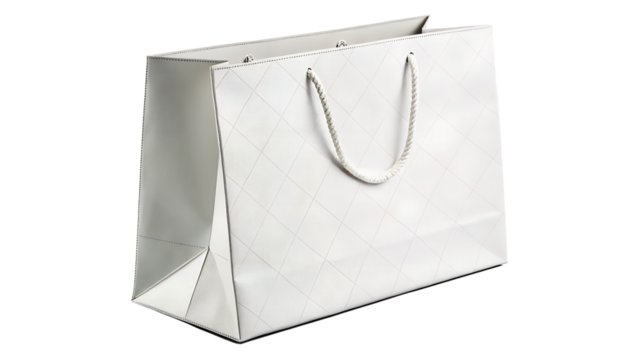 Blank White Paper Shopping Bag with String Handles Isolated Mockup