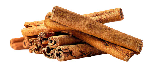 A pile of cinnamon sticks against a black background