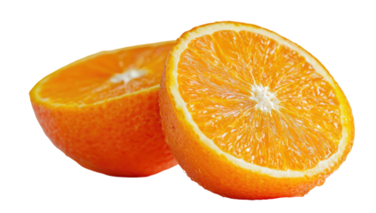 Juicy citrus fruit halved, revealing segmented pulp and rind