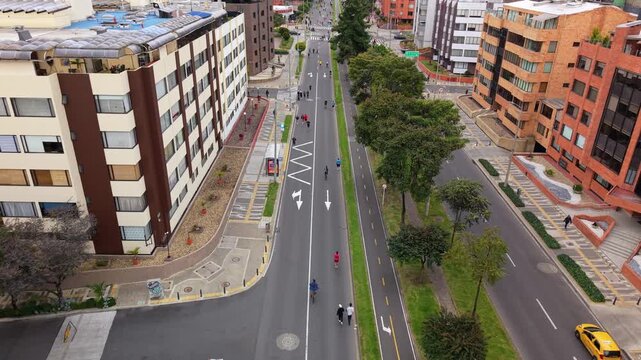 Cyclists on Bogota's empty streets enjoy Ciclovía Sunday activity