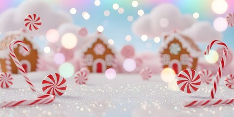 Whimsical Pastel Candy Christmas Fantasy Background